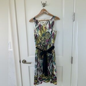 Carmen Marc Volvo ikat Sleeveless Dress with Black Bow